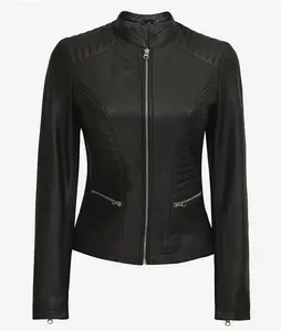 Womens Black Slim Fit Leather Jacket