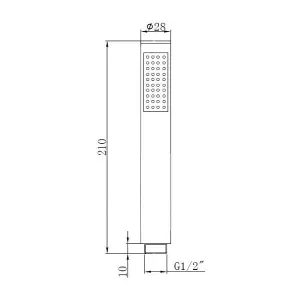 Chrome Pencil Style Single Function Shower Head Rub Clean Nozzles 1/2" BSP