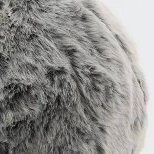 icon Round Faux Fur Ball Cushions Arctic Wolf Grey Set of 2