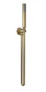 Round Outlet Elbow, Parking Bracket & Minimalist Shower Handset - Brushed Brass