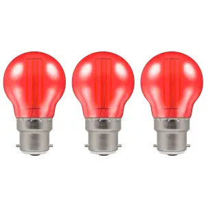 Crompton Lamps LED Golfball 4.5W B22 Harlequin IP65 Red Translucent (3 Pack)