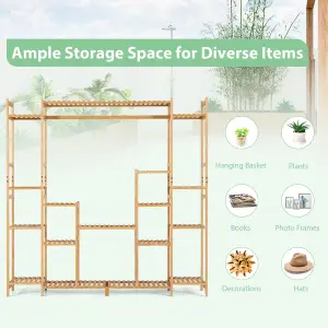 Costway 9-Tier Bamboo Plant Holder Stand Plant Shelf Storage Organizer Display Rack