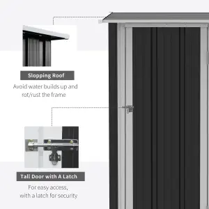 Outsunny Outdoor Storage Shed Steel Garden Shed w/ Lockable Door Dark Grey