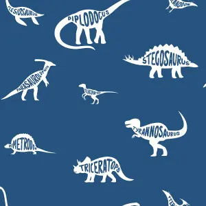 Holden Decor Dino Dictionary Blue Children's Smooth Wallpaper