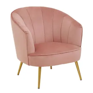 Interiors by Premier Durable Yolanda Pink Velvet Chair, Exquisite & Cozy Desk Chair Pink Velvet, Easy to Clean Pink Velvet Chair