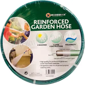 15M Garden Hose Pipe Reel Reinforced Tough Outdoor Water Hosepipe Green Quality New (15M)