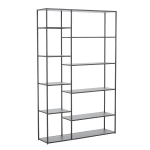 Interiors By Premier Stylish Grey Metal Multi Shelf Unit, Practical Design Corner Shelf Unit, Multi Level Narrow Shelving Unit