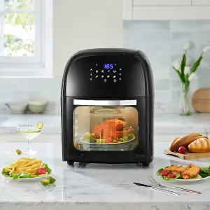 12L Black Kitchen Air Fryer with Rotisserie Basket