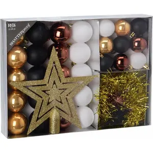 33 Piece Ornament Bauble Set Golden Glamour