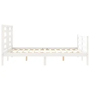 Berkfield Bed Frame with Headboard White 160x200 cm Solid Wood