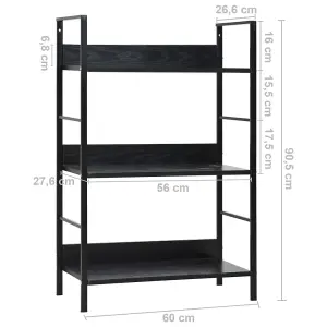 Berkfield 3-Layer Book Shelf Black 60x27.6x90.5 cm Engineered Wood