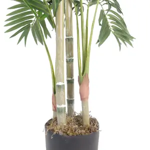 120cm (4ft) Realistic Artificial Areca Palm with pot with Silver Metal Planter