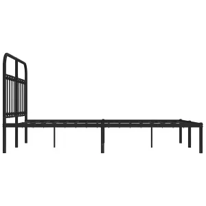 Berkfield Metal Bed Frame with Headboard Black 140x190 cm