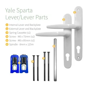 Yale Sparta Lever/Lever Door Handle - Long, White