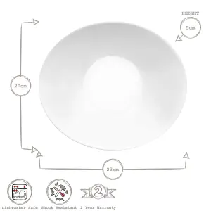 Bormioli Rocco Prometeo Oval Glass Soup Plates - 23cm - White - Pack of 6