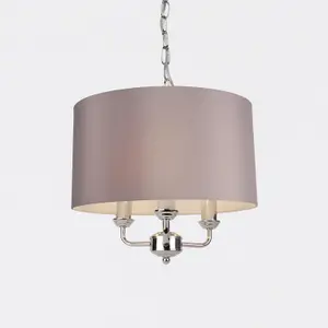 First Choice Lighting Trafalgar Chrome Grey 3 Light Ceiling Pendant Light