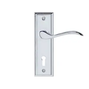 Colours Sennen Polished Chrome effect Aluminium Scroll Lock Door handle (L)105mm (D)86mm, Pair