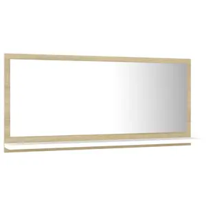 Dorlene Framed Wall Mounted Bathroom Mirror White And Sonoma Oak / 80 cm