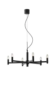 Luminosa Karol 6 Candle Ceiling Pendant, Slate-Grey, E14