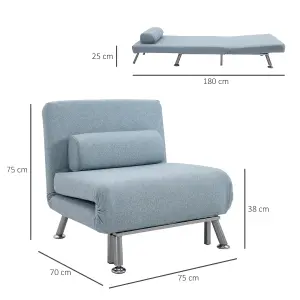 HOMCOM Single Folding 5 Position Convertible Sleeper Chair Sofa Bed Blue