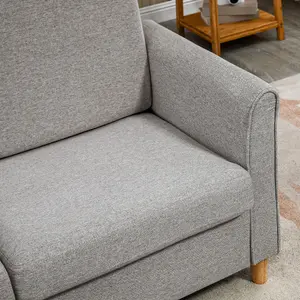 HOMCOM Double Seat Sofa Linen Upholstery Loveseat Couch w/ Armrests, Light Grey