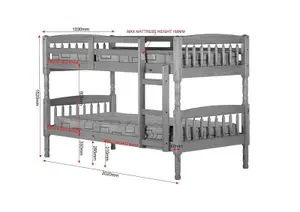 ALBANY 3FT PINE WOOD BUNK BED FRAME SPLITS IN TWO BEDS