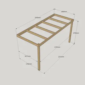 Wall Mounted Box Pergola - Wood - L180 x W240 x H270 cm - Rustic Brown