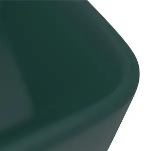 Berkfield Luxury Wash Basin Matt Dark Green 41x30x12 cm Ceramic