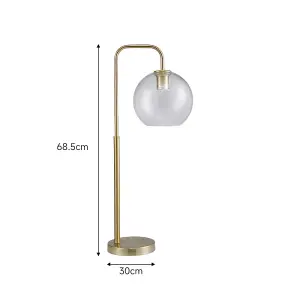 Gold Brass Base Table Lamp with Glass Lampshade