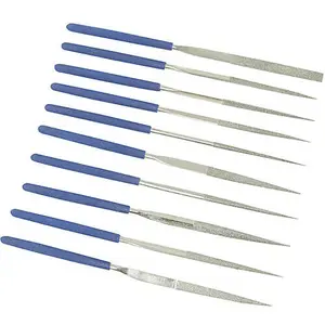 10 Piece 140mm x 3mm Diamond Needle File Set Parallel Taper Round