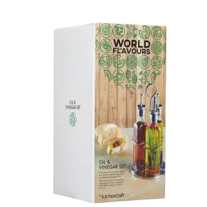 KitchenCraft World of Flavours Italian 3 Bottle Glass Oil and Vinegar Set