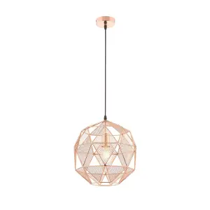 Luminosa Armour 1 Light Spherical Pendant Copper Plate, E27