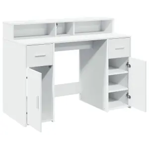 Berkfield Desk with LED Lights White 120x55x91 cm Engineered Wood