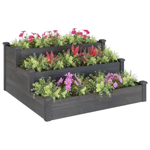 Berkfield Garden Raised Bed Grey 120x120x56 cm Solid Wood Fir