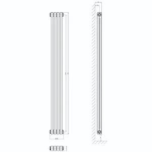 Braxton White Double Vertical Column Radiator - 1800x200mm