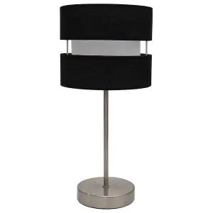 Chrome Table Lamp with Layer Fabric Shade Duck Egg