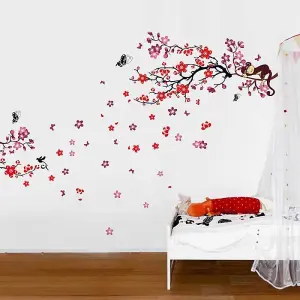 Walplus Combo Kids Pink Monkey Tree Wall Sticker - Blossom PVC