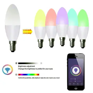 3 Pack 4.5W E14 LED Candle Bulb Base Smart WIFI RGB +CCT Changing, APP & Voice Control