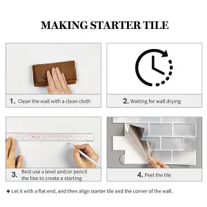 10Pcs Peel and Stick Waterproof Decorative Backsplash Self-Adhesive Wall Tiles for Kitchen and Bathroom (1.2mm T)