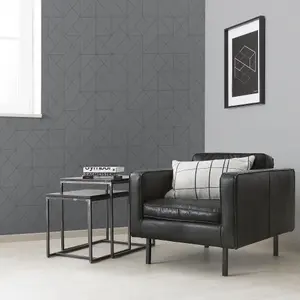 GoodHome Patula Dark grey Ridged effect Geometric Textured Wallpaper