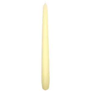 Tapered Dinner Candles, Pack of 10, Unscented, Long Burning Time, 24 cm / 19.45" (Ecru, Matt)