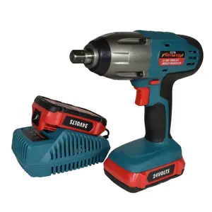 24v 1/2" Drive Li-on Cordless Battery Impact Wrench & 10 Shallow Impact Sockets