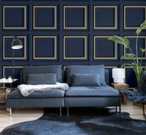 Arthouse Stately Panel Navy Wallpaper