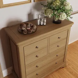 6 Drawer Solid Oak Natural Oak Chest Of Drawers Ready Assembled