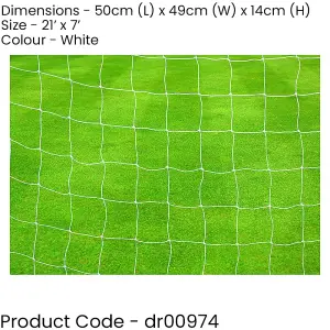 PAIR - 2.5mm Knotted Football Goal Net - 21 x 7 Feet 11 A Side U14 Outdoor Rated