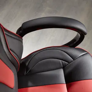 X-Rocker Maverick Gaming Chair PC Home Office Swivel PC Gaming Seat - BLACK / RED