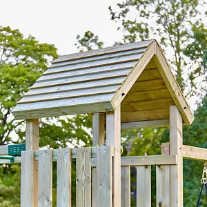 Rebo Wooden Climbing Frame with Swings, Slide, Up & over Climbing wall and Monkey Bars - Carpathian