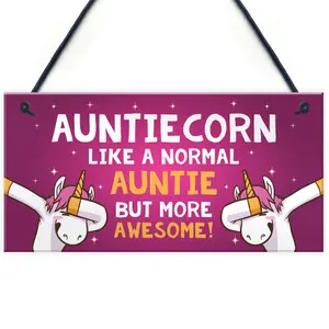 Red Ocean Funny Auntiecorn Plaque Auntie Unicorn Gifts Birthday Christmas Gift For Auntie Gifts From Niece Nephew