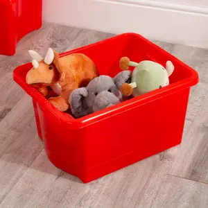 Wham 4x Stack & Store 30L Red Plastic Storage Boxes. Home, Office, Classroom, Playroom, Toys, Books. L45.5 x W35 x H25cm