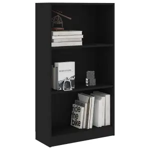 Berkfield 3-Tier Book Cabinet Black 60x24x109 cm Engineered Wood